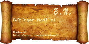 Bürger Noémi névjegykártya